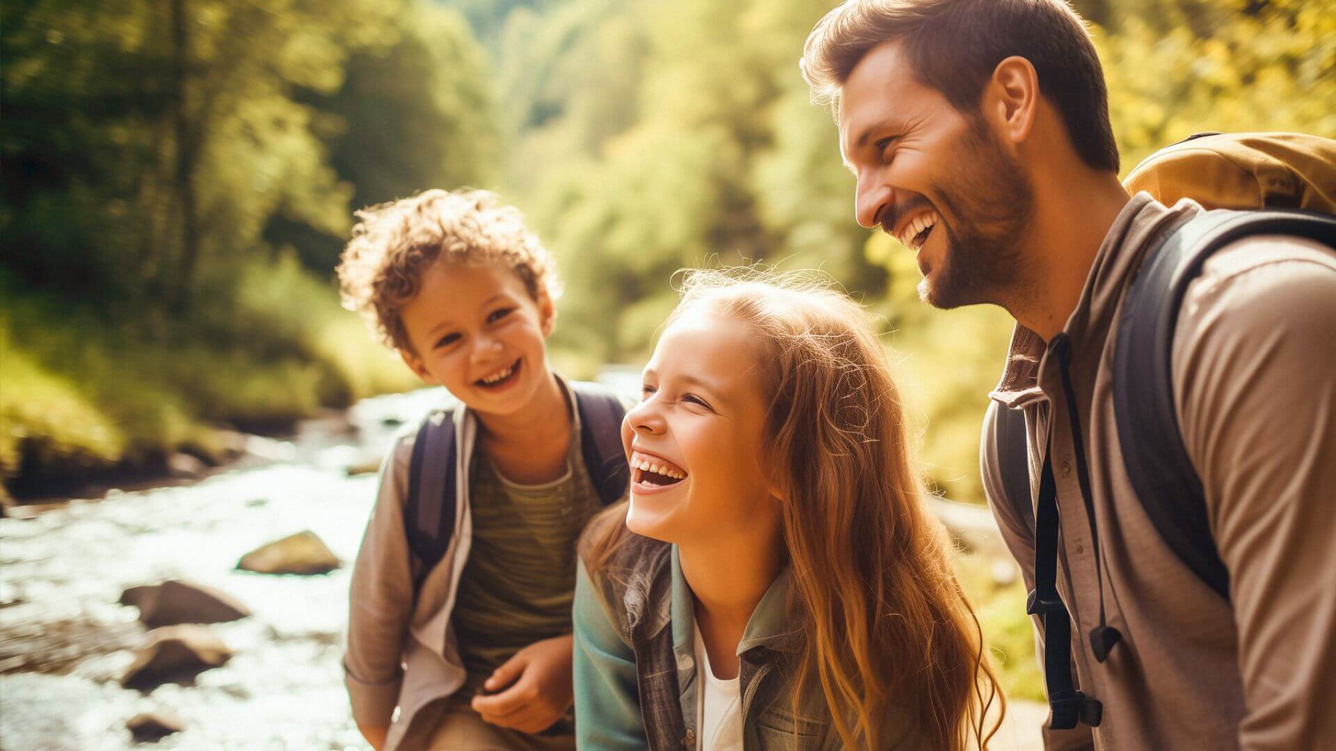 alt: Glückliche Familie genießt einen sicheren Sommerurlaub in der Natur des Riesengebirges
